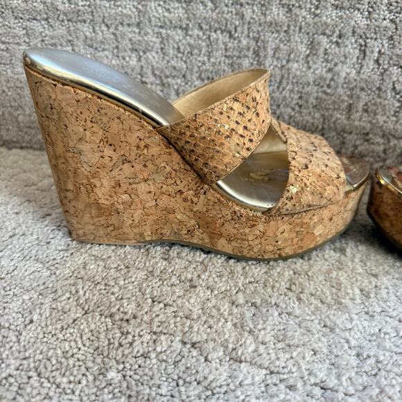 Jimmy Choo Porter Cork Wedge Sandals Size 35 (Women’s US 5) - Picture 7 of 12